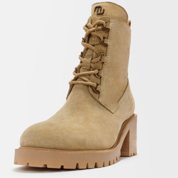 NEW MAJE Suede Lace Up Booties sand for women 1061tn - Picture 5 of 8